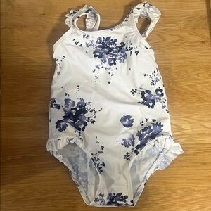 Joe Fresh Kids Swim One Piece - White and Blue Floral